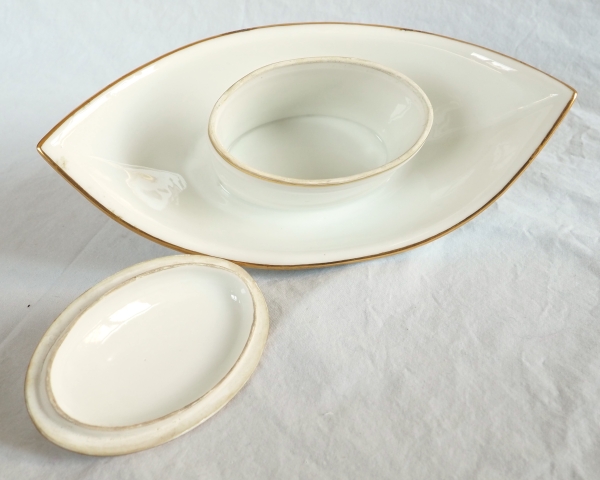 Nast : Empire porcelain butter dish enhanced with fine gold - early 19th century