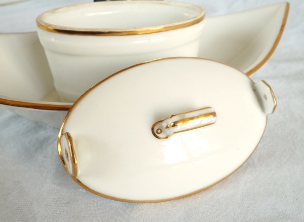 Nast : Empire porcelain butter dish enhanced with fine gold - early 19th century