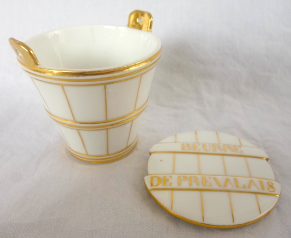 Beurrier en porcelaine de Paris blanc et or et son couteau en vermeil - circa 1840
