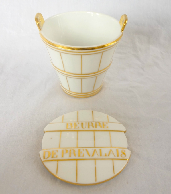Beurrier en porcelaine de Paris blanc et or et son couteau en vermeil - circa 1840