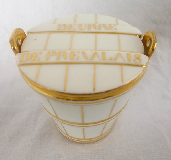 Beurrier en porcelaine de Paris blanc et or et son couteau en vermeil - circa 1840
