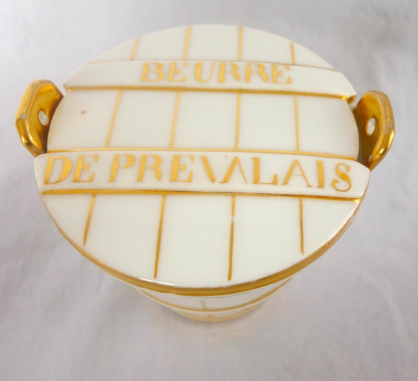 Beurrier en porcelaine de Paris blanc et or et son couteau en vermeil - circa 1840