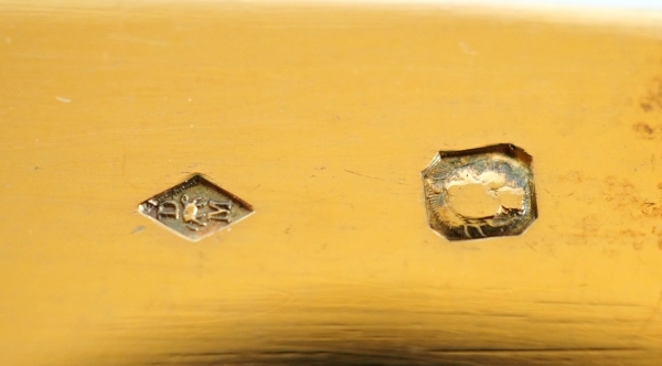 Beurrier en porcelaine de Paris blanc et or et son couteau en vermeil - circa 1840