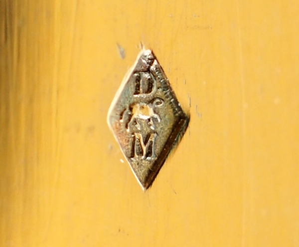 Beurrier en porcelaine de Paris blanc et or et son couteau en vermeil - circa 1840