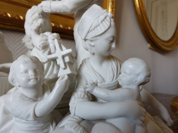 Sevres manufacture : galant scene in the style of 18th century - porcelain biscuit - signed