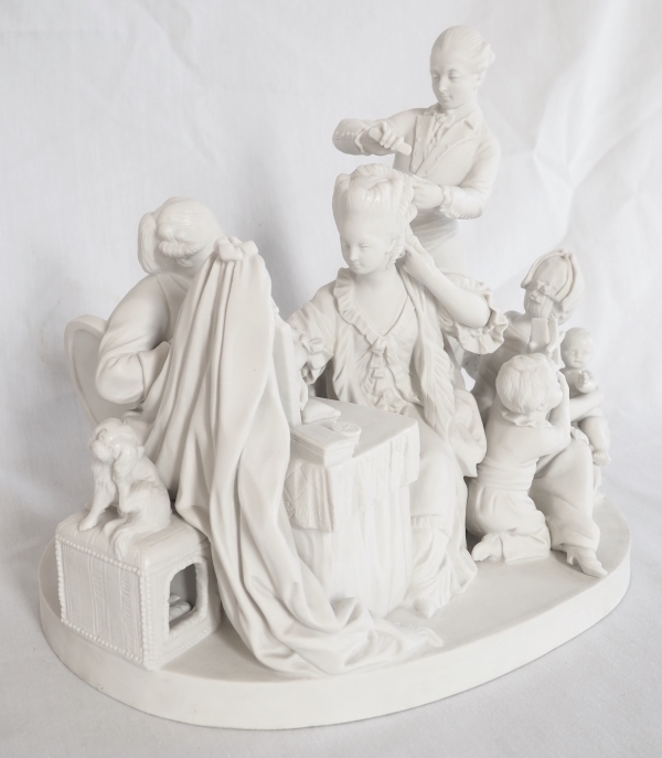 Sevres manufacture : galant scene in the style of 18th century - porcelain biscuit - signed