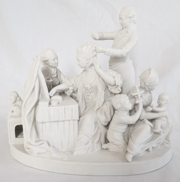 Sevres manufacture : galant scene in the style of 18th century - porcelain biscuit - signed