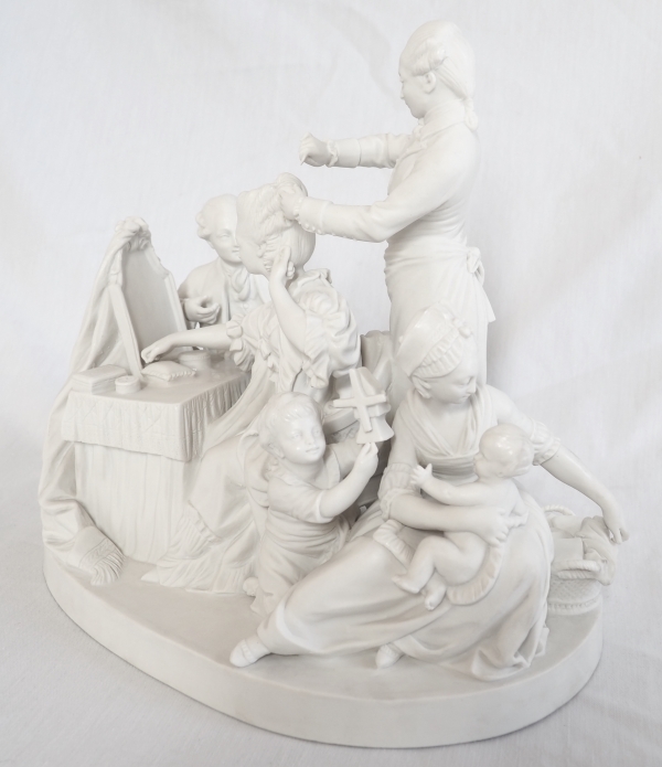 Sevres manufacture : galant scene in the style of 18th century - porcelain biscuit - signed