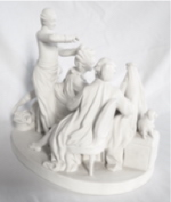 Sevres manufacture : galant scene in the style of 18th century - porcelain biscuit - signed