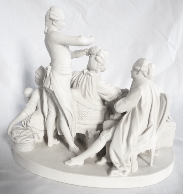 Sevres manufacture : galant scene in the style of 18th century - porcelain biscuit - signed