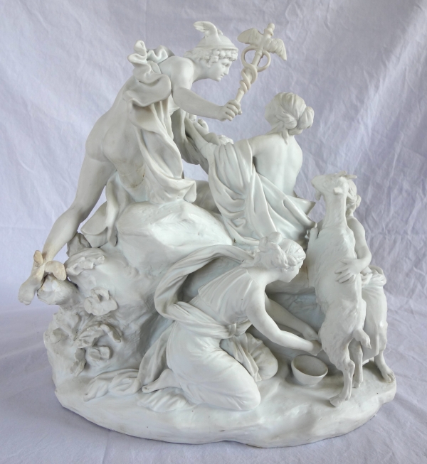 Sèvres : la naissance de Bacchus, grand groupe en biscuit d'époque XVIIIe siècle