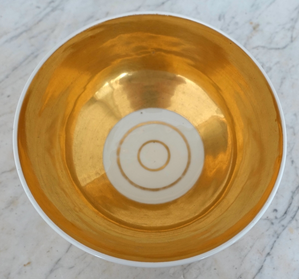 Bol à biscuits d'époque Charles X en porcelaine de Paris - décor floral et or - vers 1830