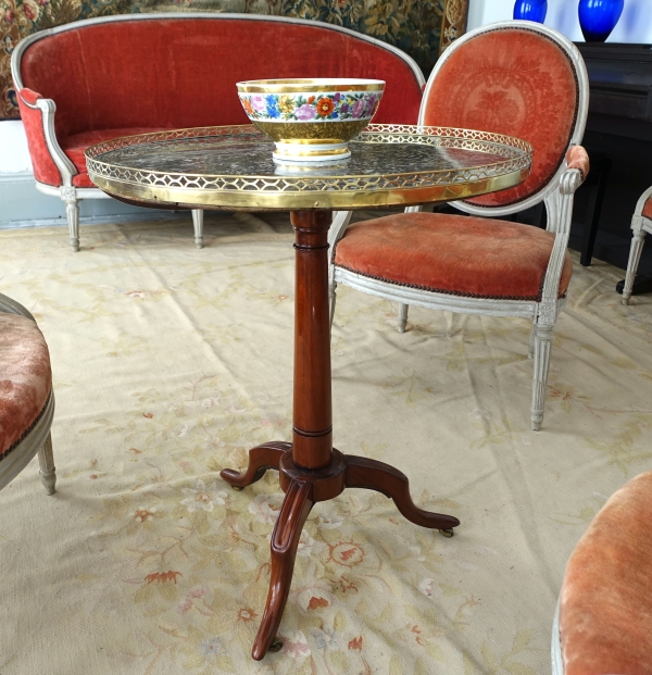 Bol à biscuits d'époque Charles X en porcelaine de Paris - décor floral et or - vers 1830