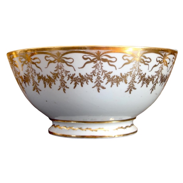 Bol à biscuits en porcelaine de Paris blanche et or - époque Directoire, fin XVIIIe siècle