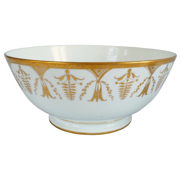 Empire Paris porcelain biscuit bowl enhanced with fine gold attributed to Locre Manufacture