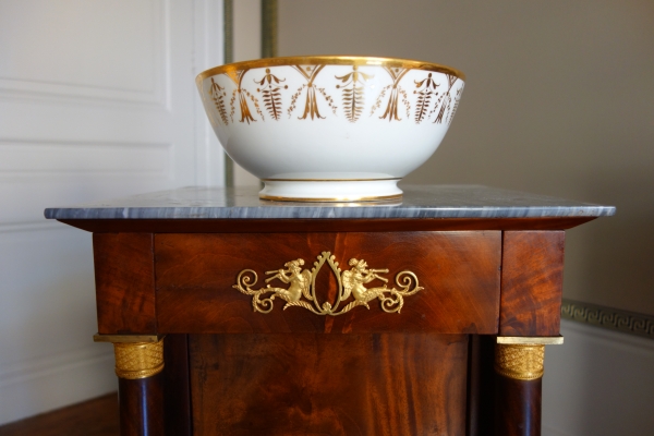 Empire Paris porcelain biscuit bowl enhanced with fine gold attributed to Locre Manufacture