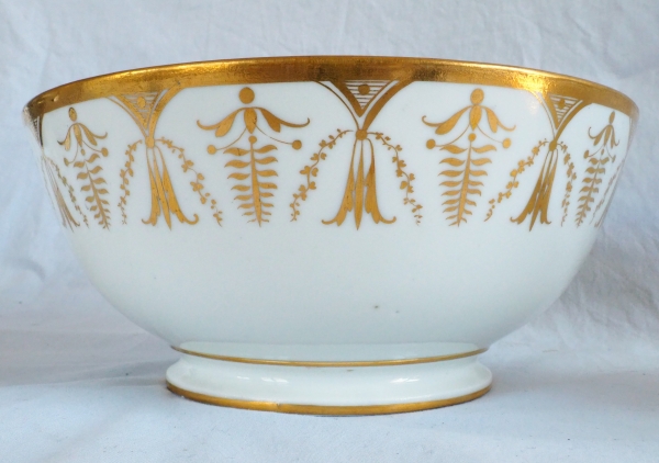 Empire Paris porcelain biscuit bowl enhanced with fine gold attributed to Locre Manufacture