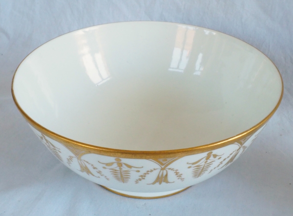 Empire Paris porcelain biscuit bowl enhanced with fine gold attributed to Locre Manufacture
