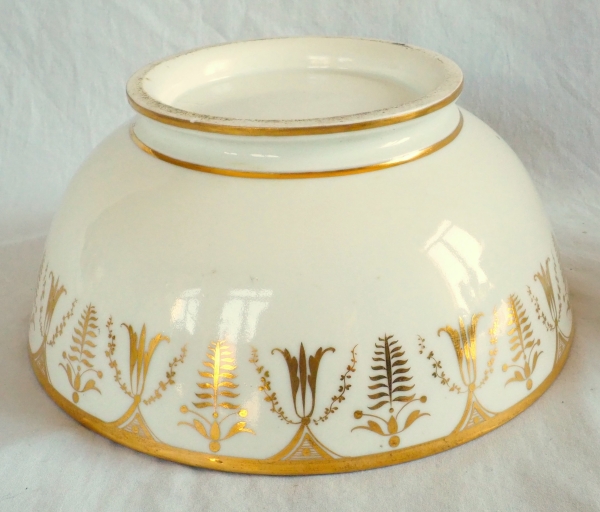 Empire Paris porcelain biscuit bowl enhanced with fine gold attributed to Locre Manufacture