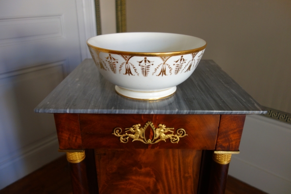 Empire Paris porcelain biscuit bowl enhanced with fine gold attributed to Locre Manufacture