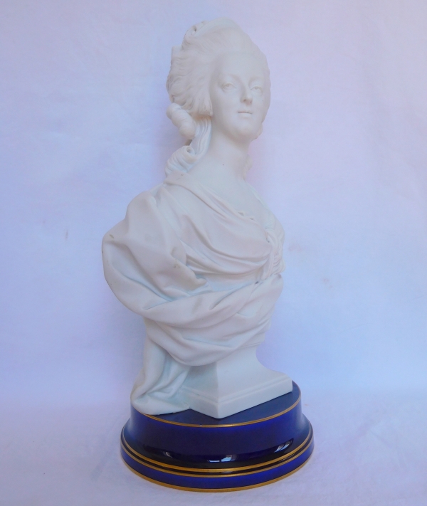 Queen Marie Antoinette bust, Sèvres porcelain biscuit, signed