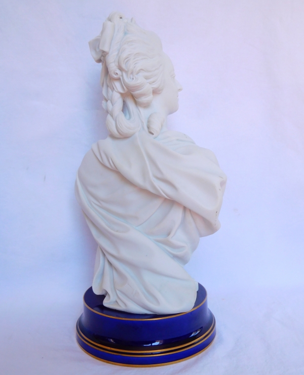 Queen Marie Antoinette bust, Sèvres porcelain biscuit, signed