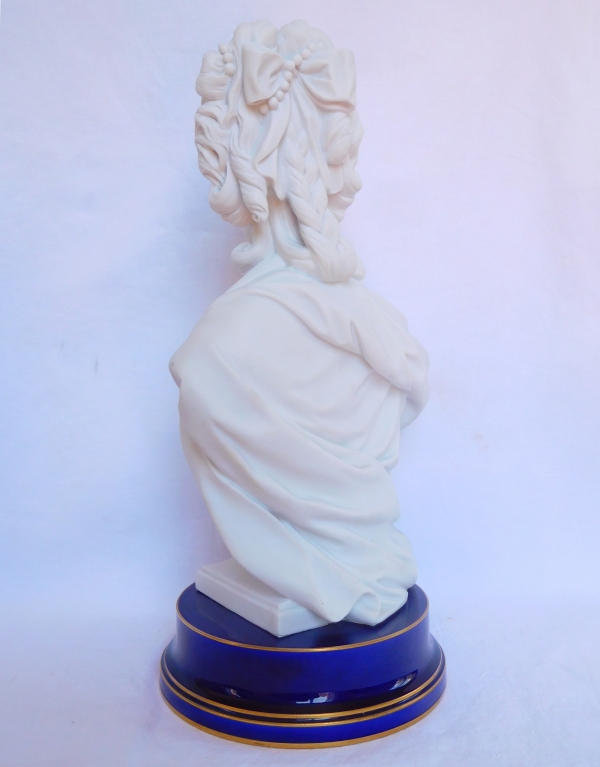 Queen Marie Antoinette bust, Sèvres porcelain biscuit, signed