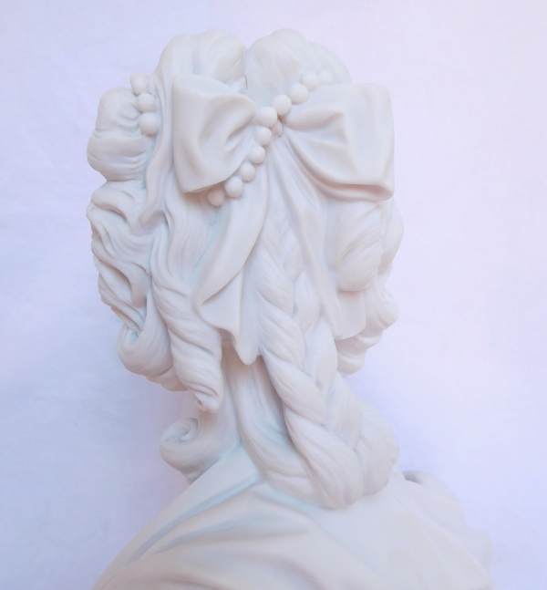 Queen Marie Antoinette bust, Sèvres porcelain biscuit, signed