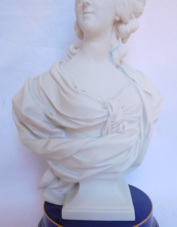 Queen Marie Antoinette bust, Sèvres porcelain biscuit, signed