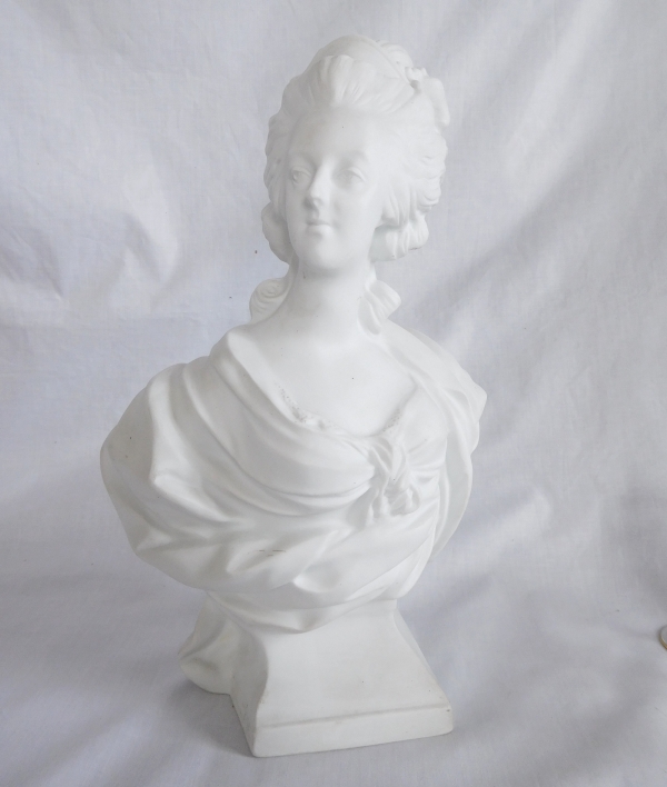 Queen Marie Antoinette bust, porcelain biscuit, Wengmüller model
