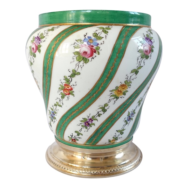 Paris porcelain planter in the taste of Sèvres, vermeil frame - circa 1900