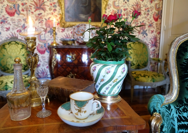 Paris porcelain planter in the taste of Sèvres, vermeil frame - circa 1900