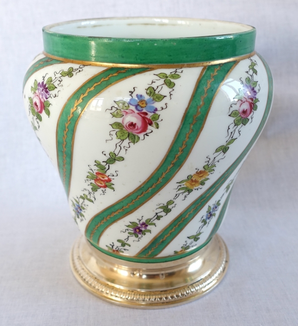 Paris porcelain planter in the taste of Sèvres, vermeil frame - circa 1900