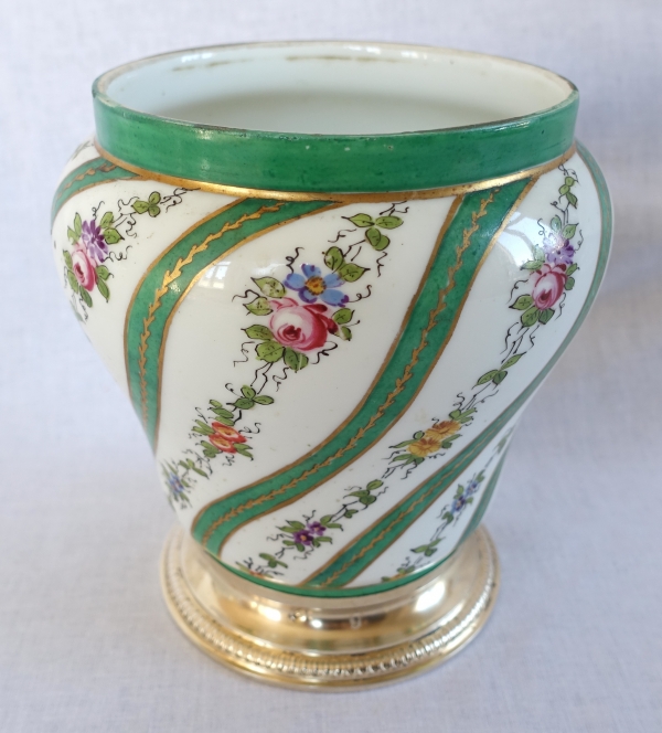 Paris porcelain planter in the taste of Sèvres, vermeil frame - circa 1900