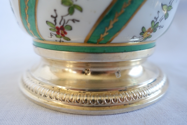 Paris porcelain planter in the taste of Sèvres, vermeil frame - circa 1900
