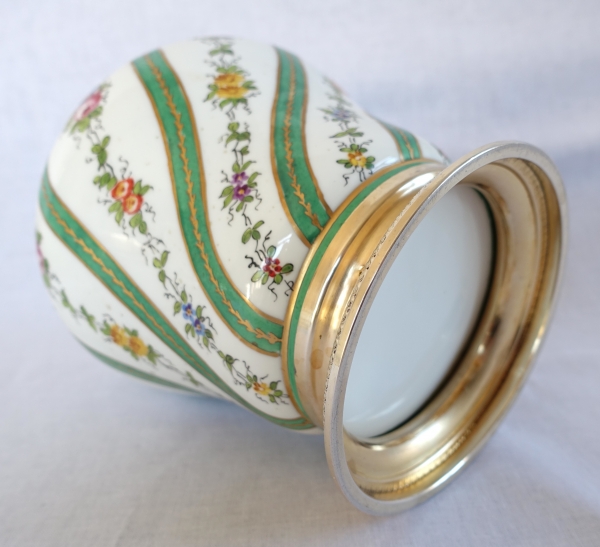 Paris porcelain planter in the taste of Sèvres, vermeil frame - circa 1900