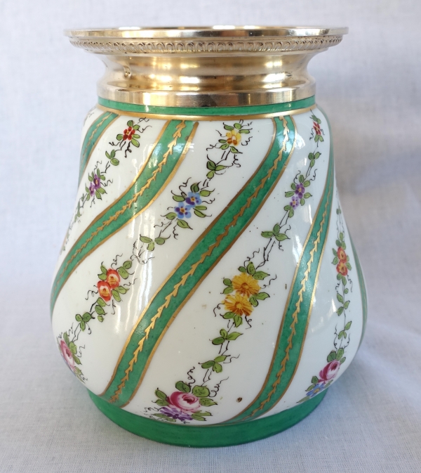 Paris porcelain planter in the taste of Sèvres, vermeil frame - circa 1900