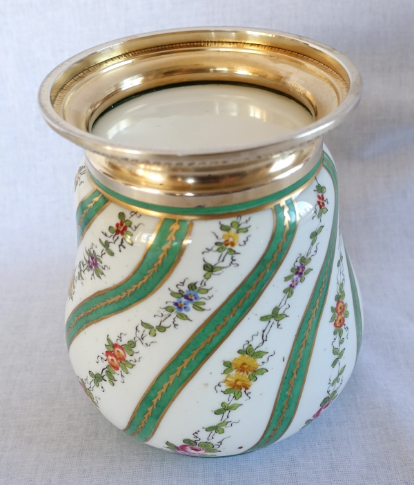 Paris porcelain planter in the taste of Sèvres, vermeil frame - circa 1900