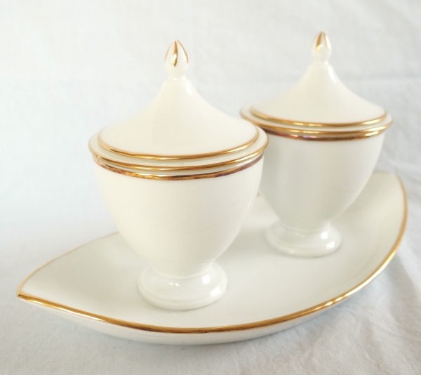 Nast : Empire Paris porcelain double jam jar enhanced with fine gold