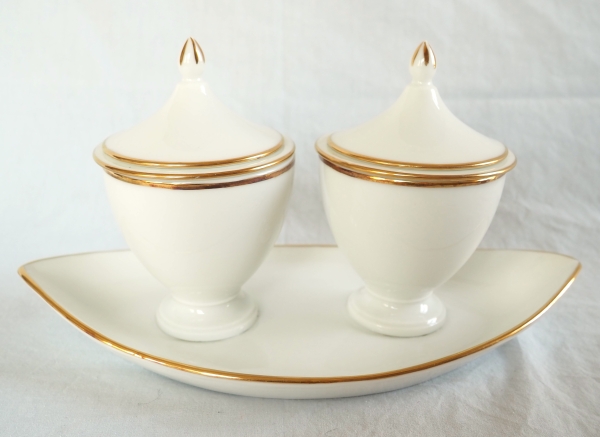 Nast : Empire Paris porcelain double jam jar enhanced with fine gold