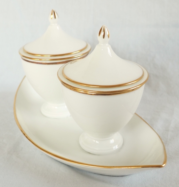 Nast : Empire Paris porcelain double jam jar enhanced with fine gold