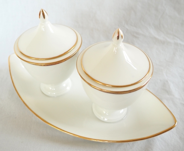 Nast : Empire Paris porcelain double jam jar enhanced with fine gold
