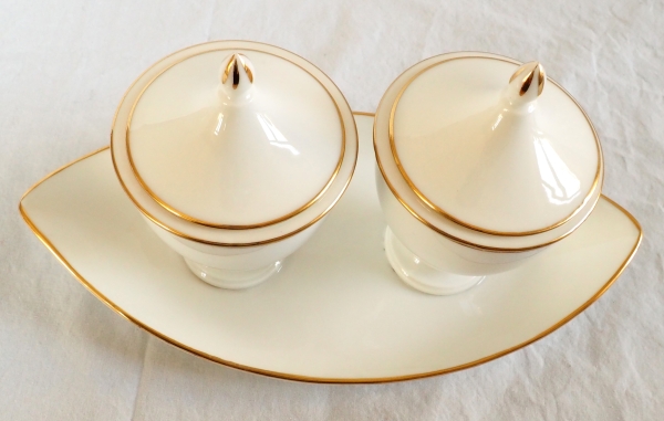 Nast : Empire Paris porcelain double jam jar enhanced with fine gold