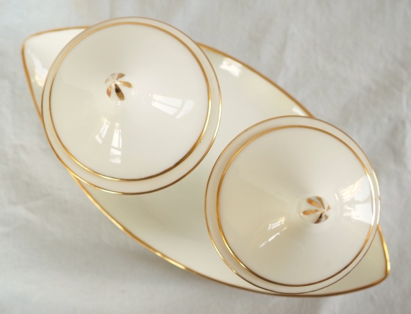 Nast : Empire Paris porcelain double jam jar enhanced with fine gold