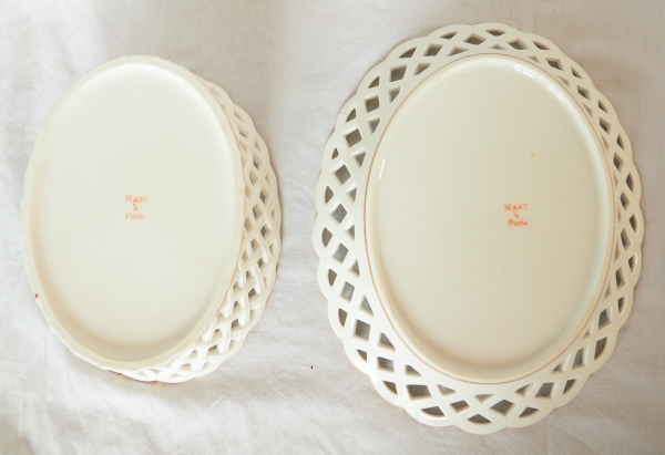 Nast : coupe corbeille ajourée et son dormant d'époque Empire - signée