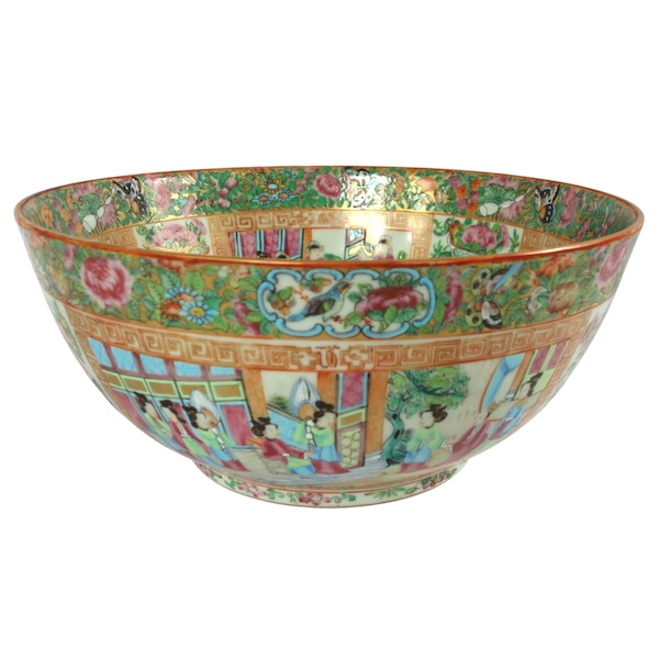 Grand bol à punch en porcelaine de Canton, Chine vers 1880 - 36cm