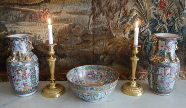 Grand bol à punch en porcelaine de Canton, Chine vers 1880 - 36cm