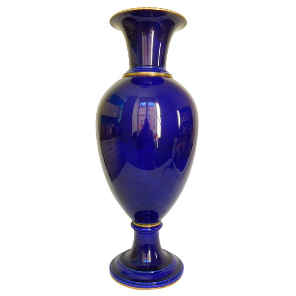 Tall blue and gilt Sevres porcelain vase dated 1888 - 75cm