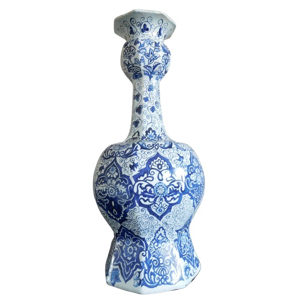 Grand vase gourde en faïence de Delft bleue, montable en lampe - époque début XIXe siècle