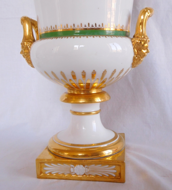 Grand vase glacière Empire en porcelaine de Paris - monogramme et couronne de Marquis